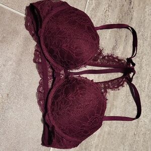 Elegant Lace Bralette in Deep Burgundy